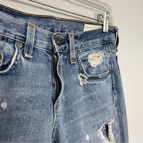 Rag & Bone New York Boyfriend Distressed Beckers Blue Denim Jeans Slouchy Y2K 23 - Picture 9 of 16